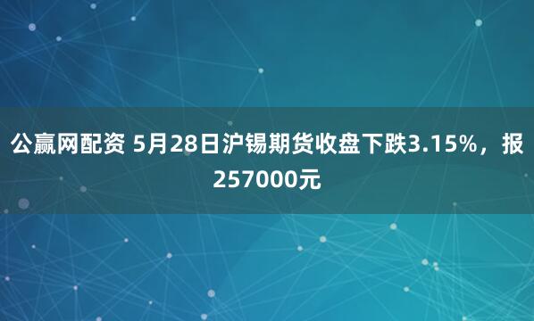 公赢网配资 5月28日沪锡期货收盘下跌3.15%，报257000元