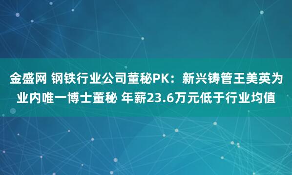 金盛网 钢铁行业公司董秘PK：新兴铸管王美英为业内唯一博士董秘 年薪23.6万元低于行业均值