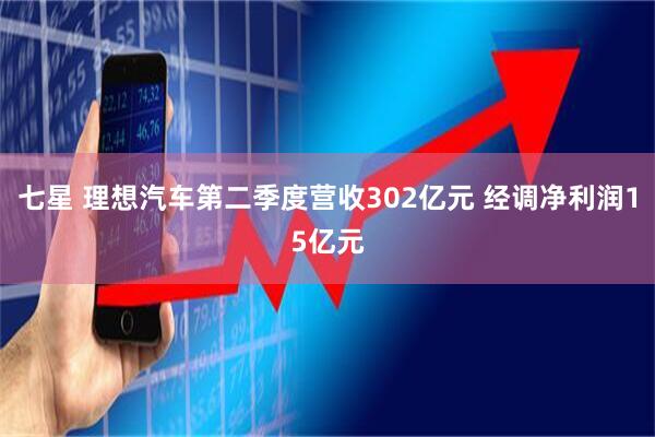 七星 理想汽车第二季度营收302亿元 经调净利润15亿元