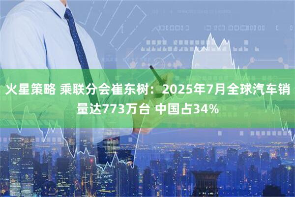 火星策略 乘联分会崔东树：2025年7月全球汽车销量达773万台 中国占34%